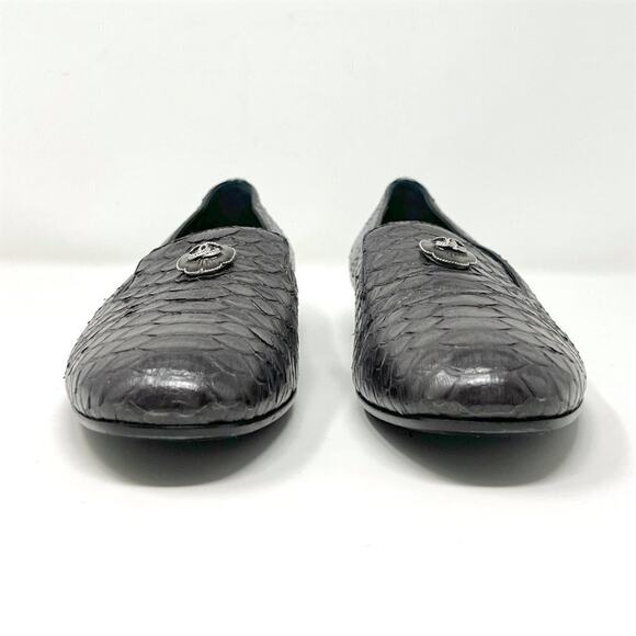 Chanel Grey Python CC Logo Loafers Flats 39.5 Silver Hardware - Picture 4 of 11